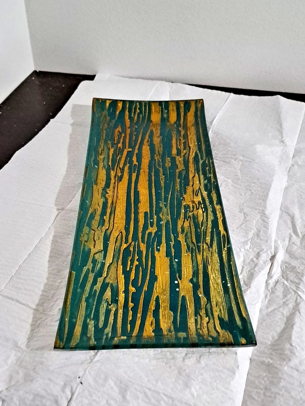 Abstract Green & Gold Mixed Media Art